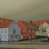 Anblick des Ortes Nordby vom Hafen aus.